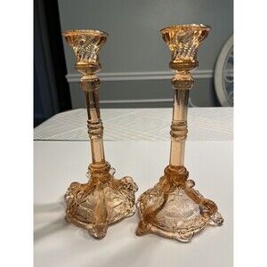 Pair of Portieux Vallerysthal Bavards Diving Dolphin Snake Koi Candlestick Pink